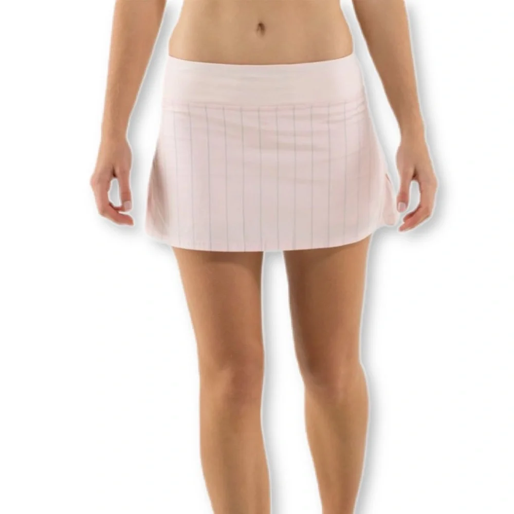 EUC lululemon athletica Light Pink Pleated Tennis Skort with Gray Stripe - Picture 4 of 11